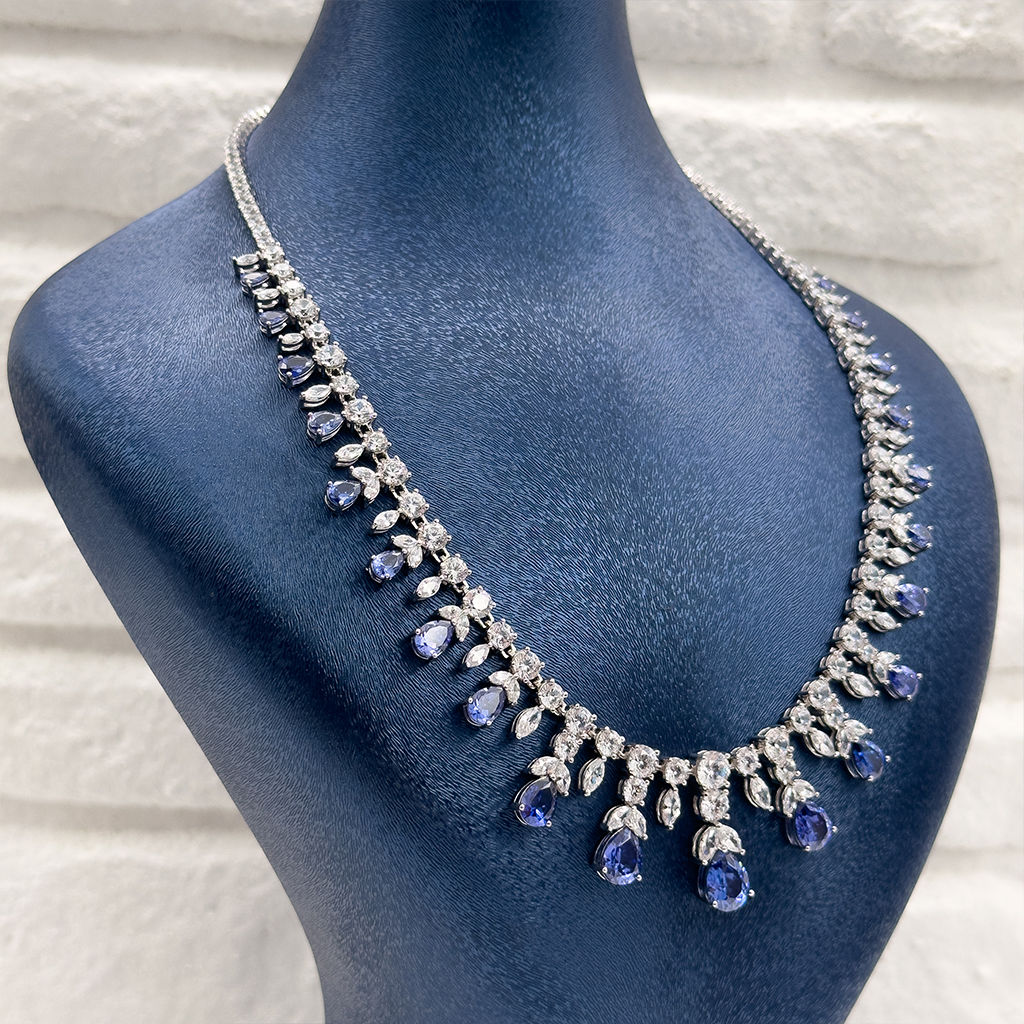 Pırlanta Montür Tanzanit Taşlı Gümüş Gerdanlık