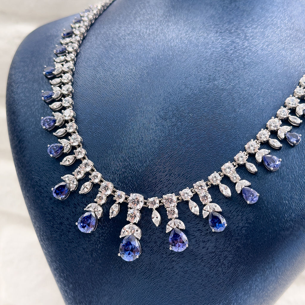 Pırlanta Montür Tanzanit Taşlı Gümüş Gerdanlık