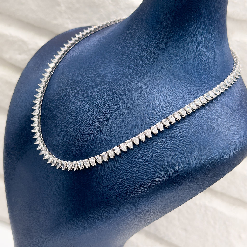 Damla Taşlı Su Yolu Gümüş Kolye