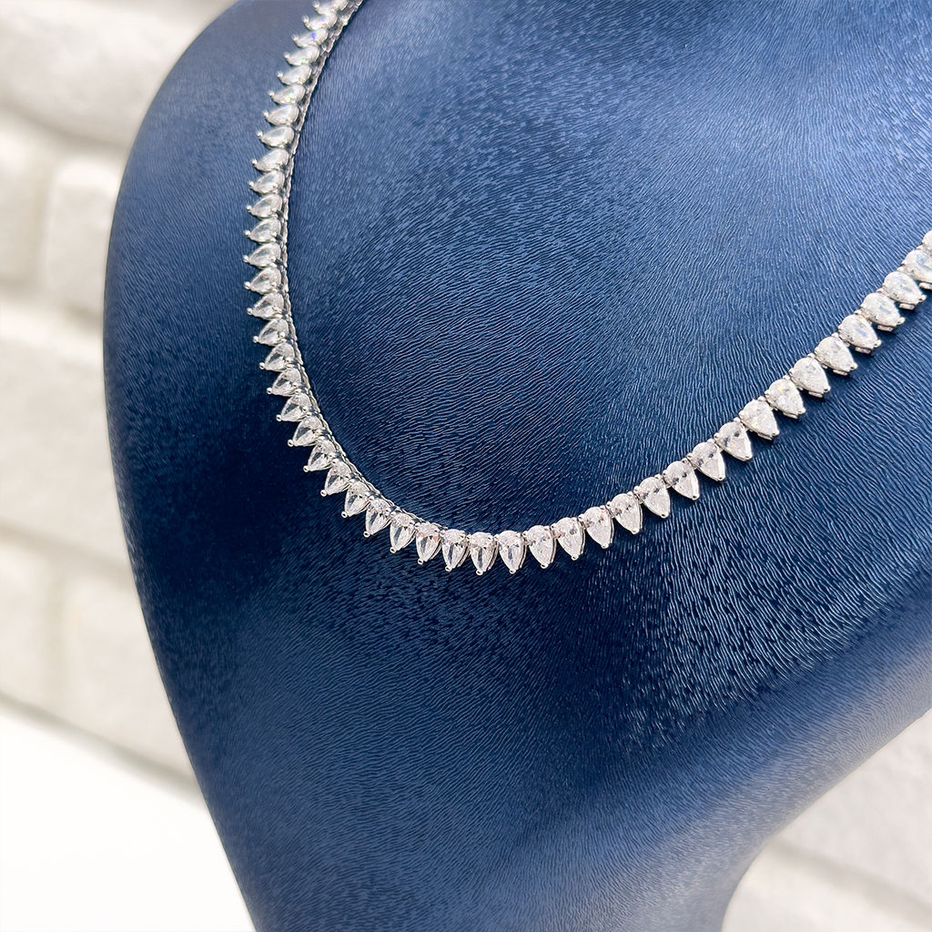 Damla Taşlı Su Yolu Gümüş Kolye