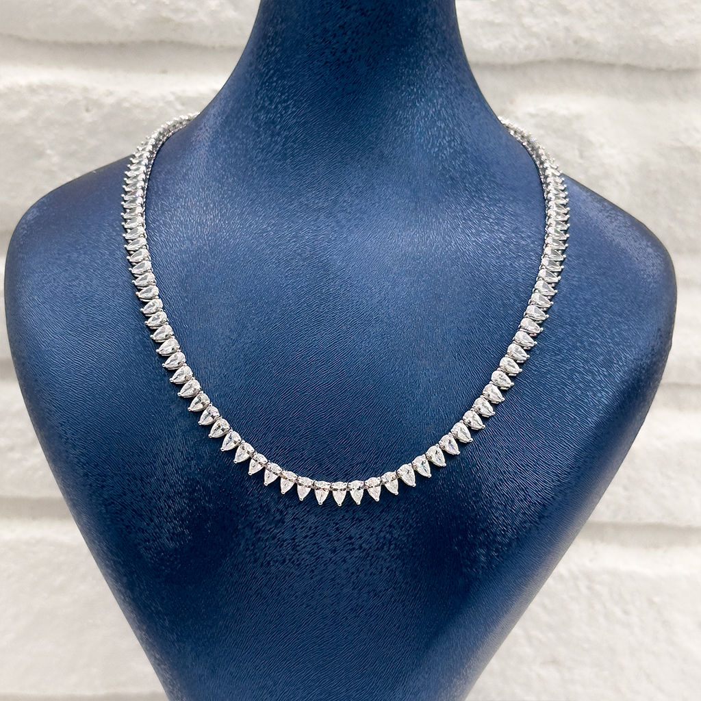 Damla Taşlı Su Yolu Gümüş Kolye