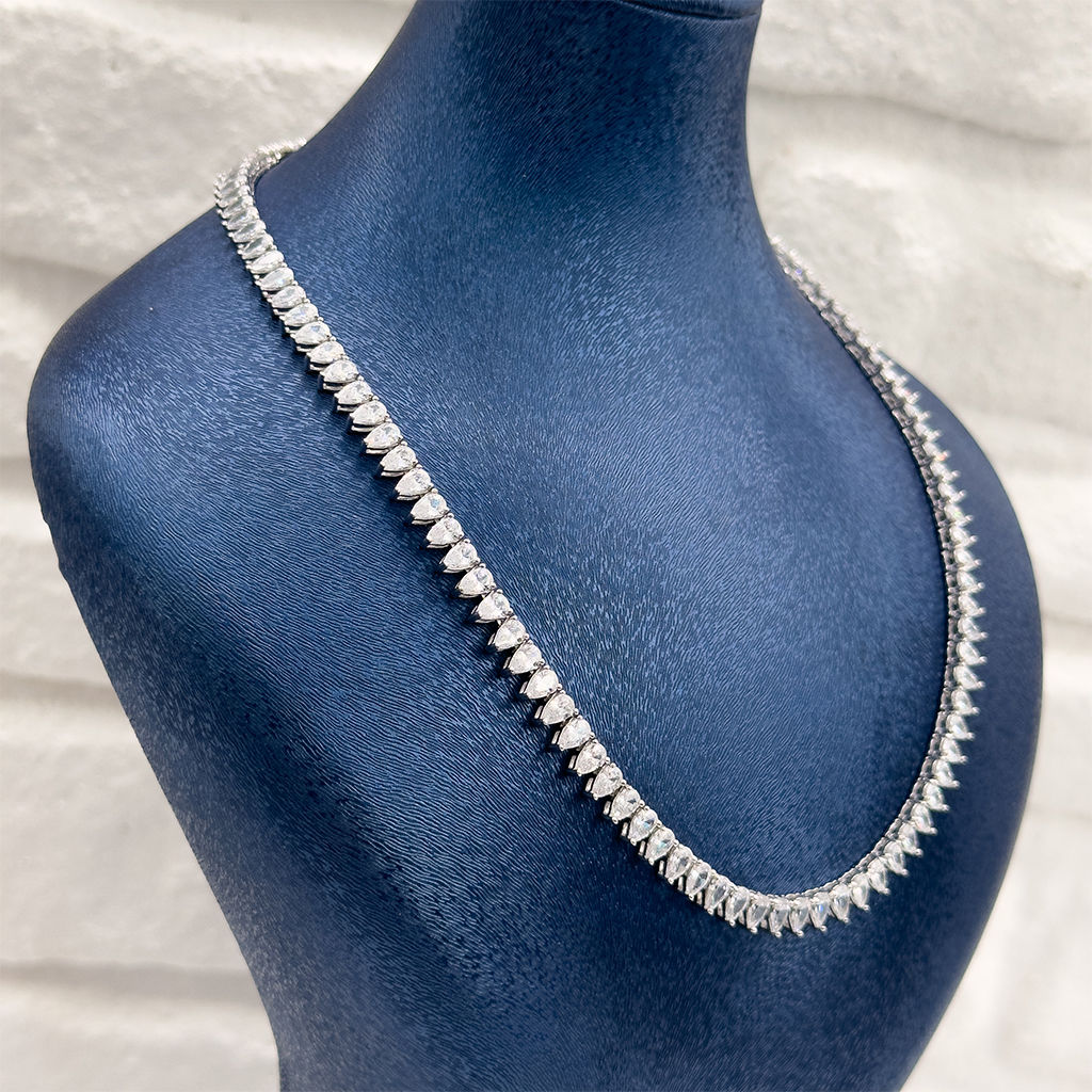 Damla Taşlı Su Yolu Gümüş Kolye