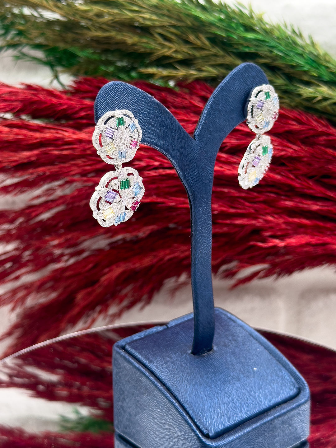 925 Ayar Gümüş Mix Taşlı Şık Kadın Küpe