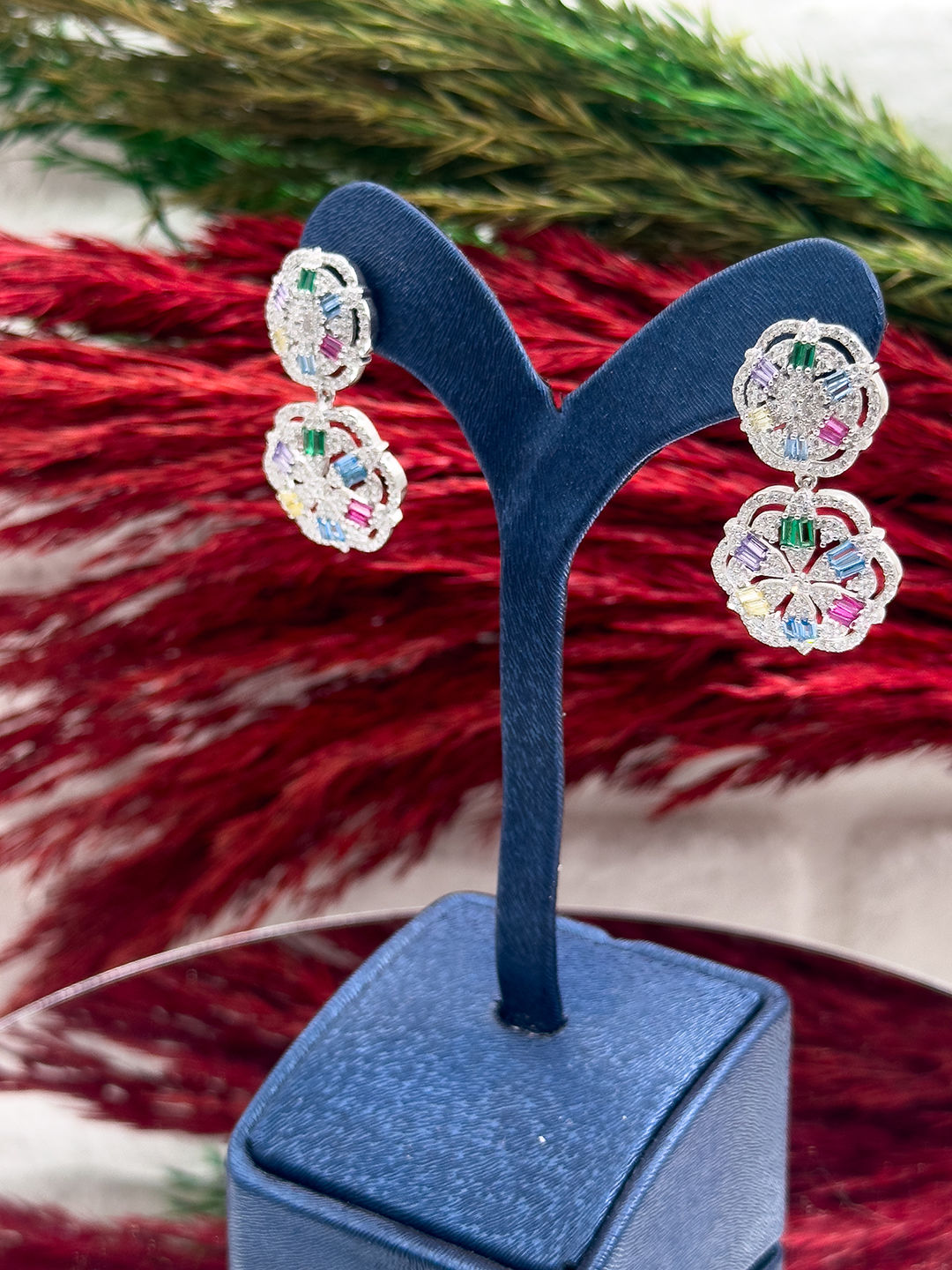 925 Ayar Gümüş Mix Taşlı Şık Kadın Küpe