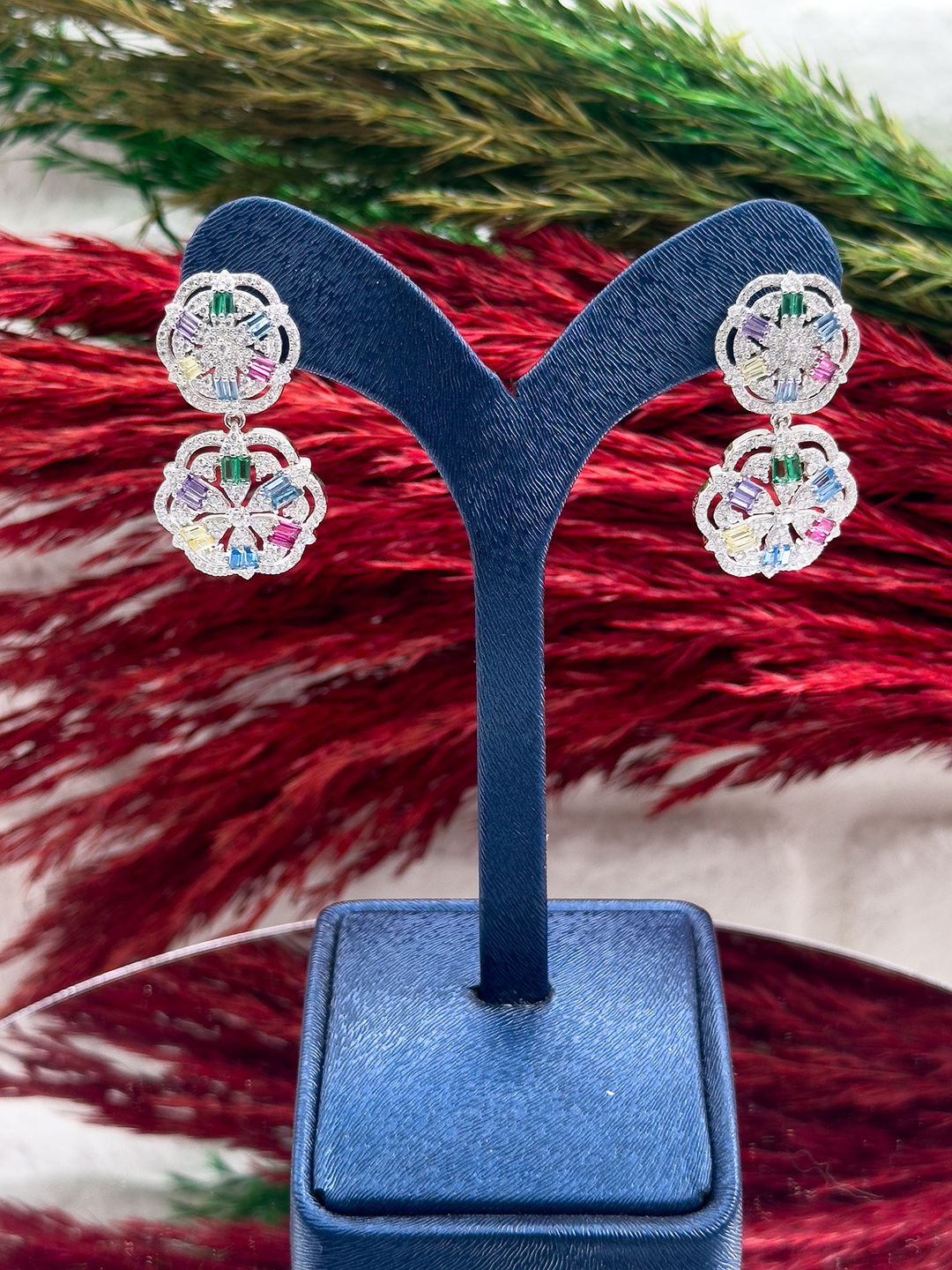 925 Ayar Gümüş Mix Taşlı Şık Kadın Küpe