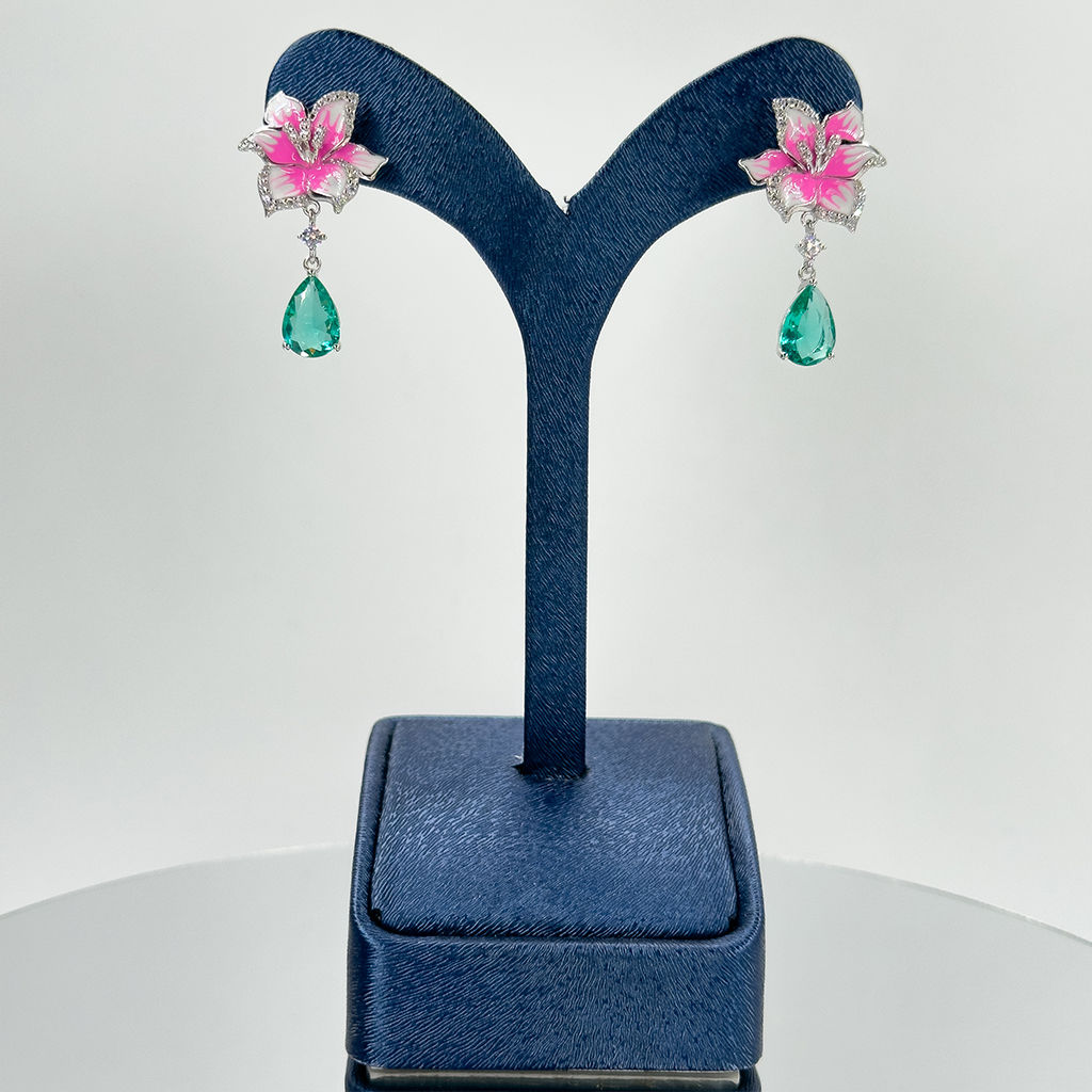 Özel Üretim Mineli Paraiba Taşlı Gümüş Küpe