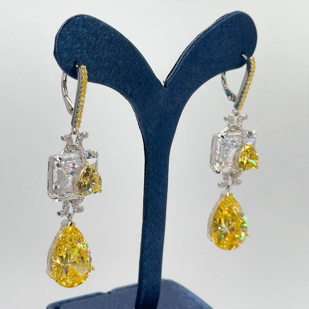 Sitrin Taşlı Özel Tasarım Gümüş Küpe