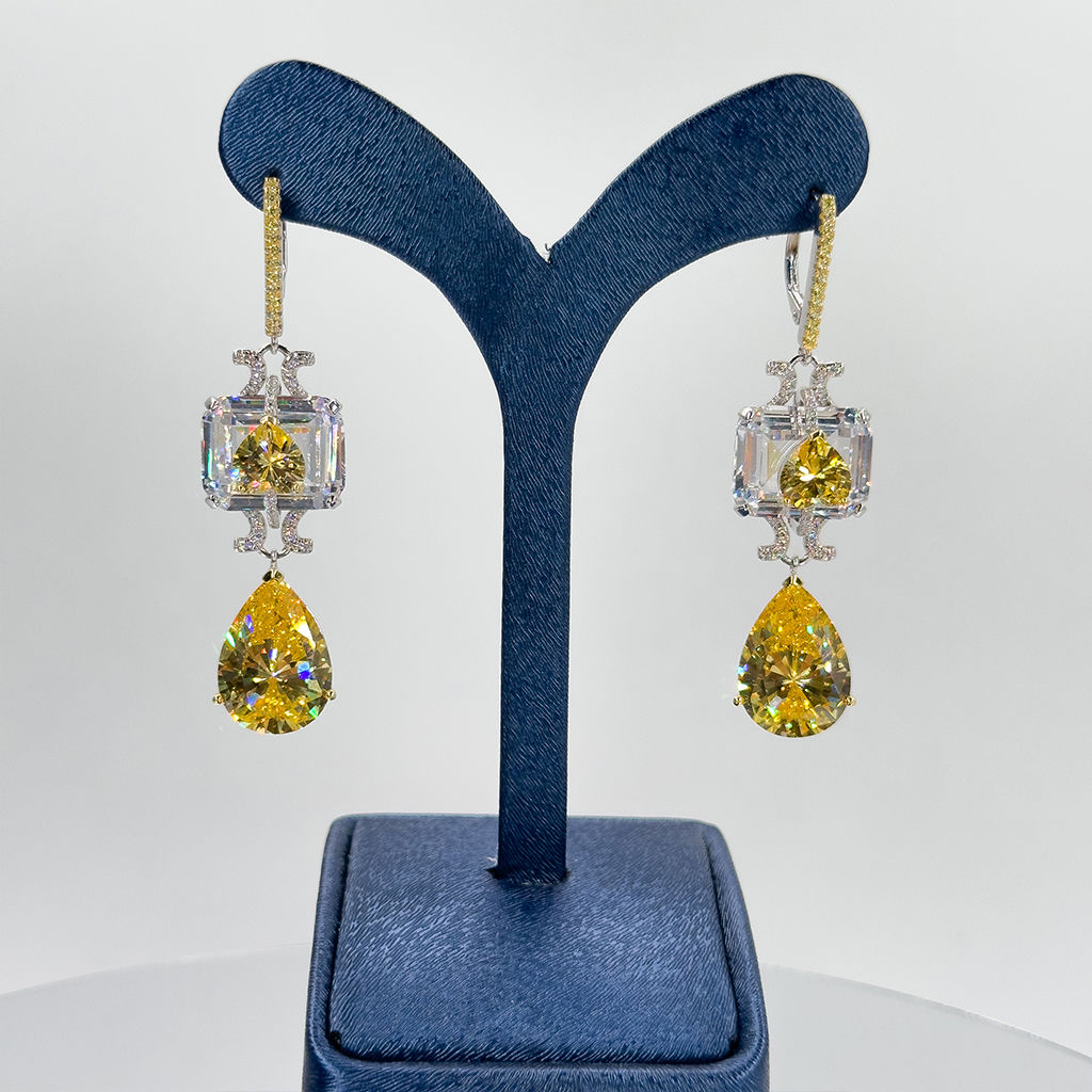 Sitrin Taşlı Özel Tasarım Gümüş Küpe