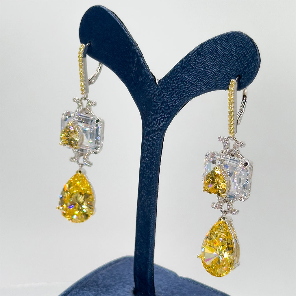 Sitrin Taşlı Özel Tasarım Gümüş Küpe