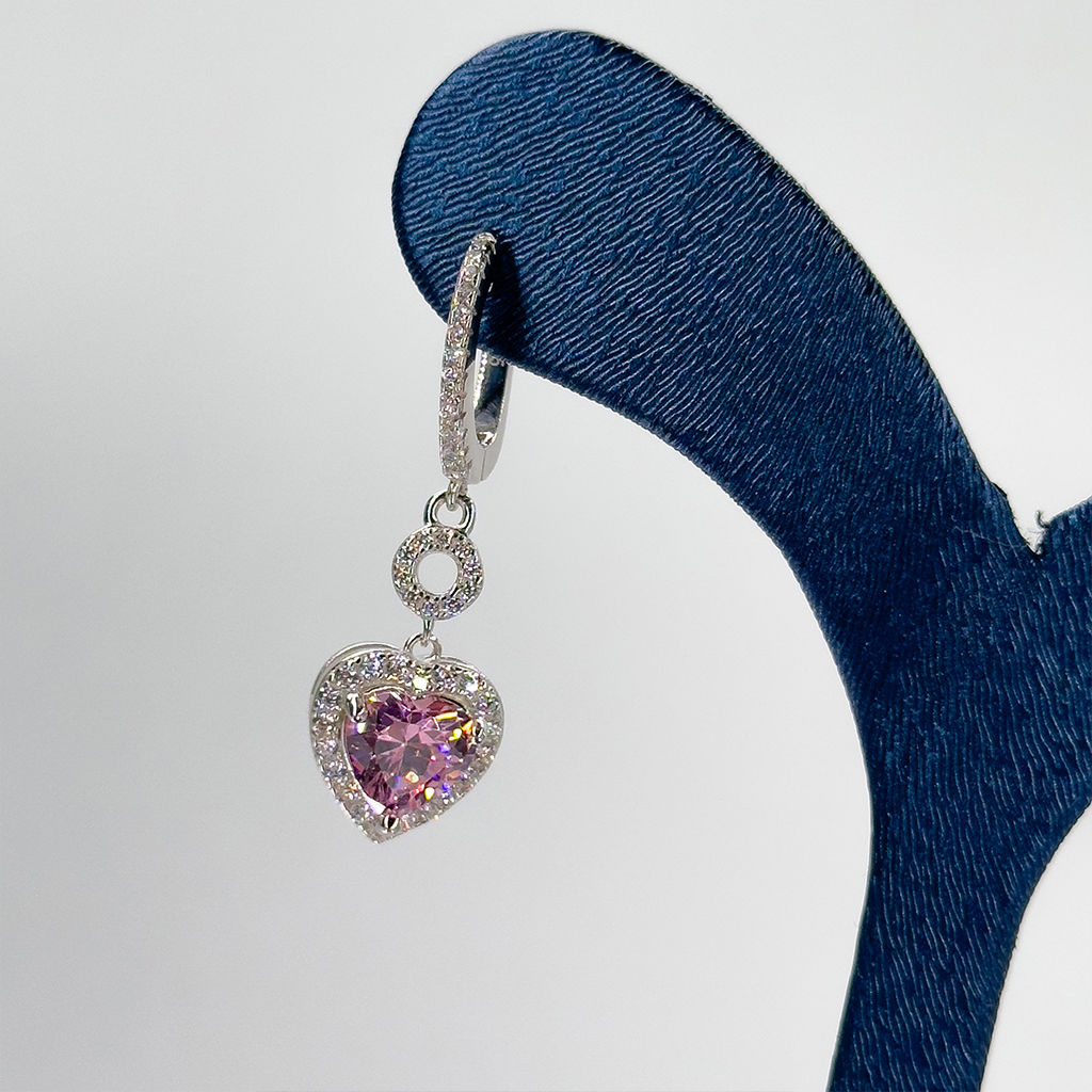 Pembe Kuvars Sallamalı Gümüş Küpe