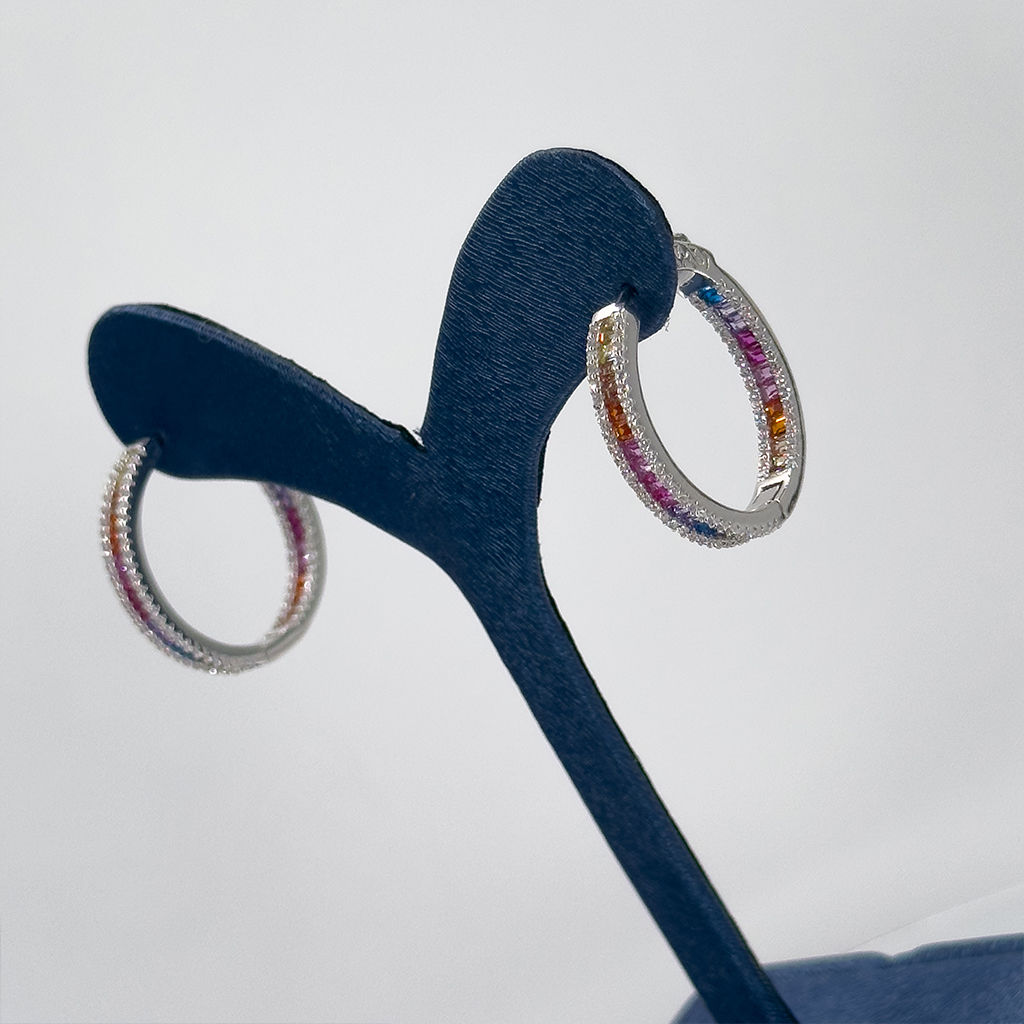 Mix Taşlı Doğaltaş Halka Gümüş Küpe