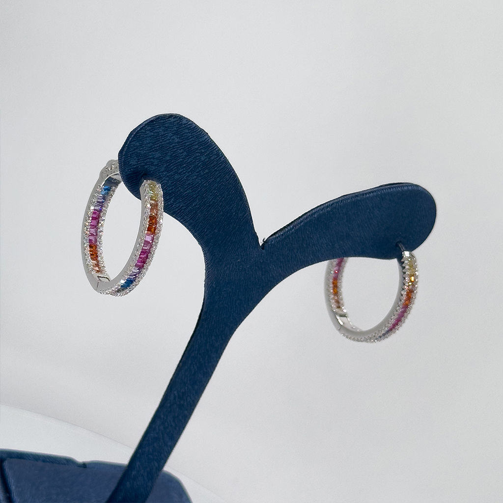 Mix Taşlı Doğaltaş Halka Gümüş Küpe