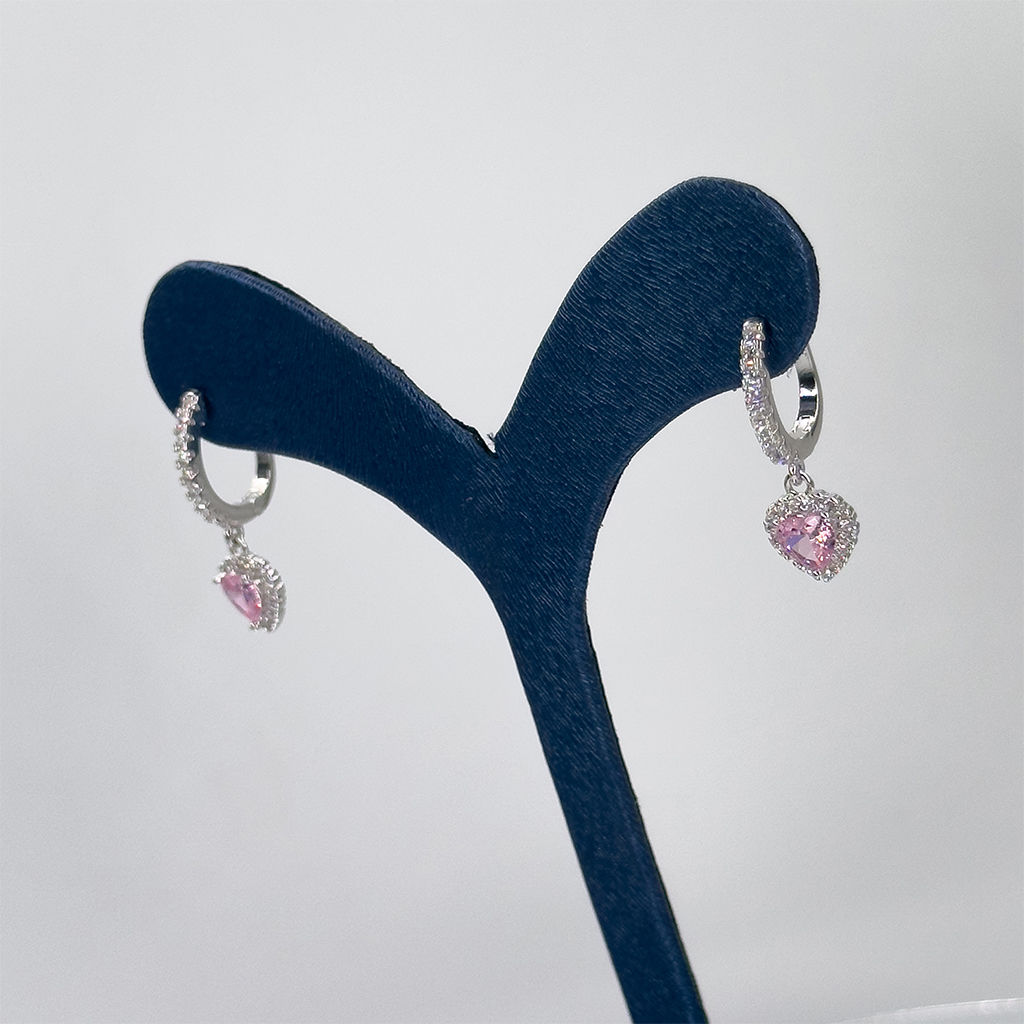 Pembe Kuvars Gümüş Küpe