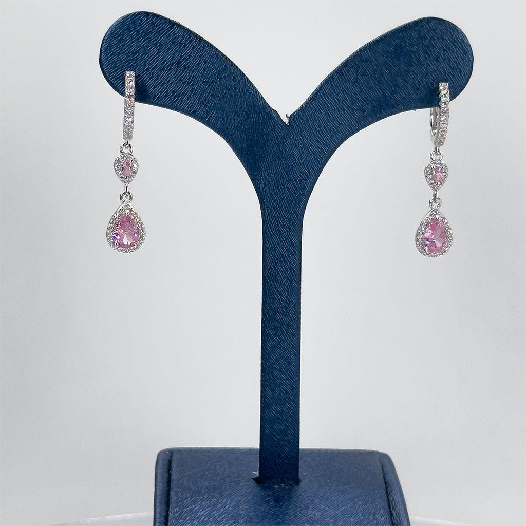 Pembe Kuvars Özel Tasarım Gümüş Küpe