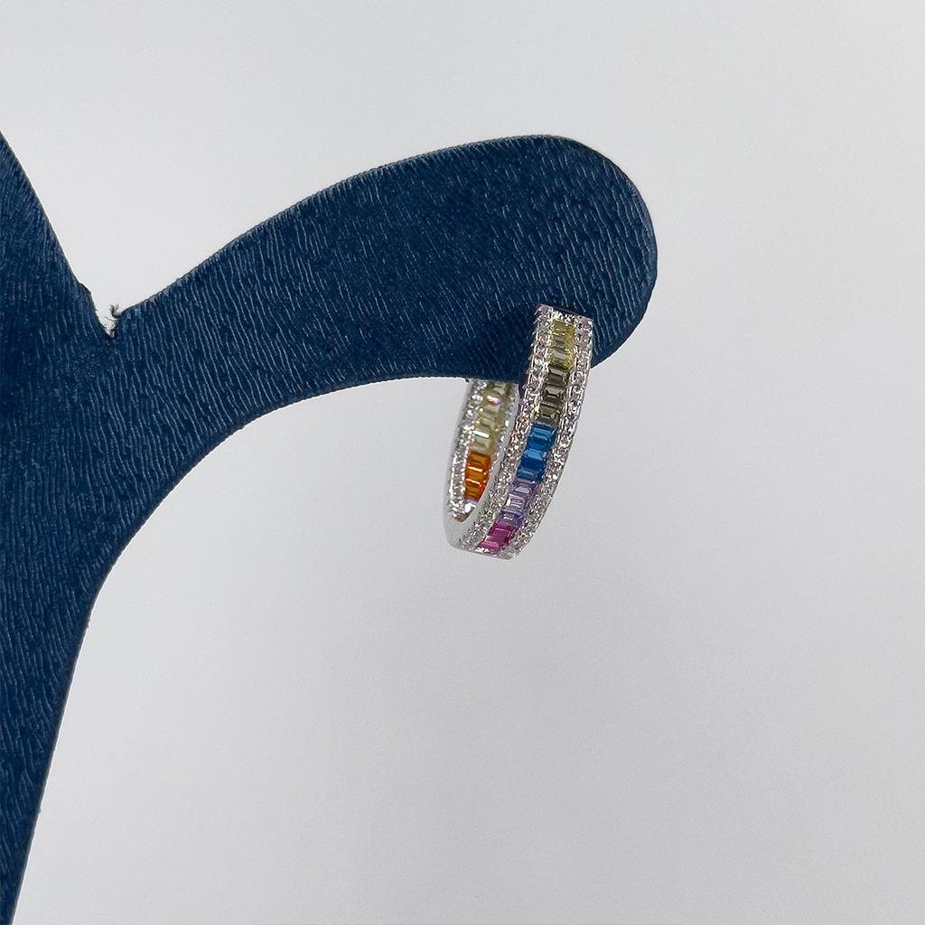 Mix Taşlı Doğaltaş Halka 925 Ayar Gümüş Küpe