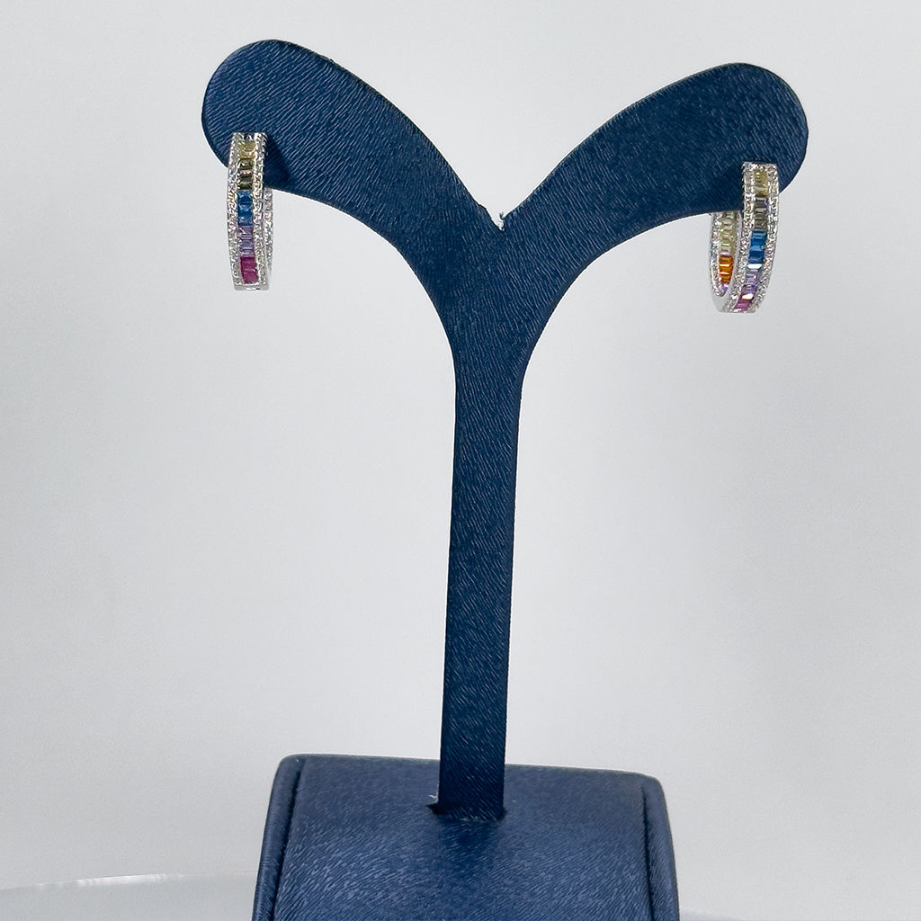 Mix Taşlı Doğaltaş Halka 925 Ayar Gümüş Küpe