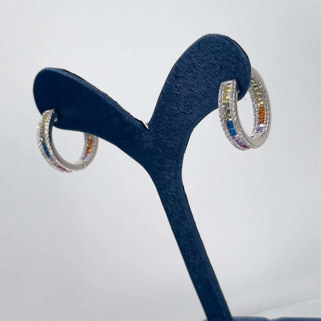 Mix Taşlı Doğaltaş Halka 925 Ayar Gümüş Küpe