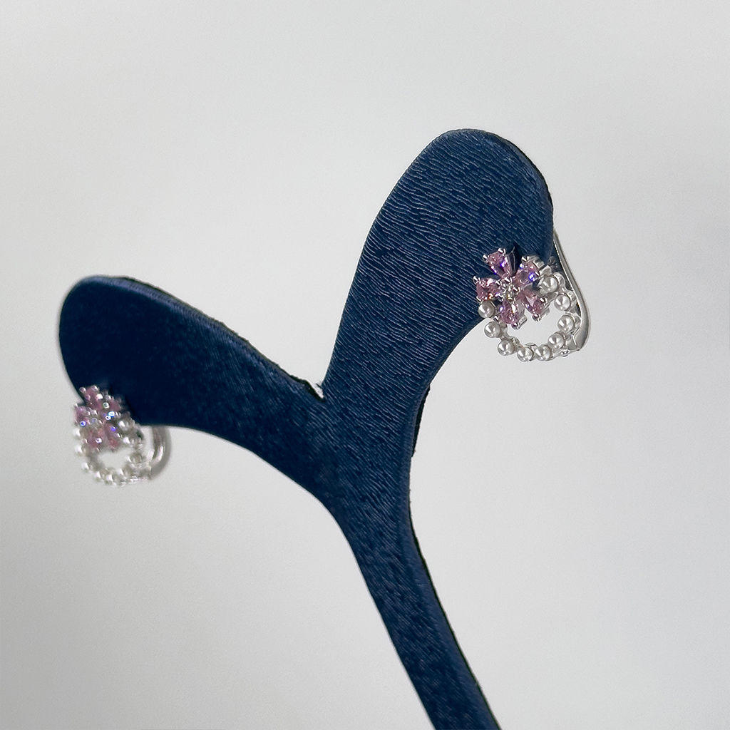 Pembe Kuvars İncili Gümüş Küpe