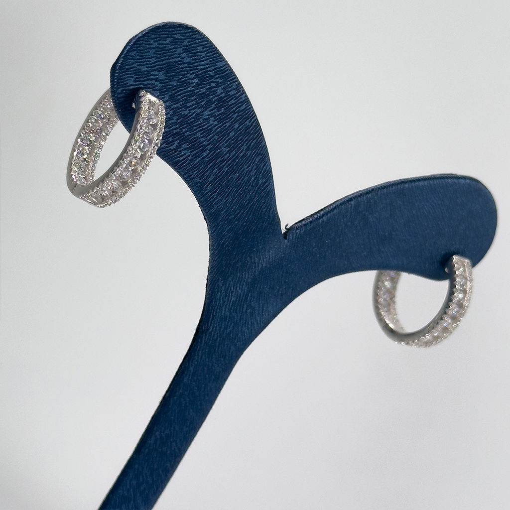 Pırlanta Montür Baget Taşlı Halka Gümüş Küpe