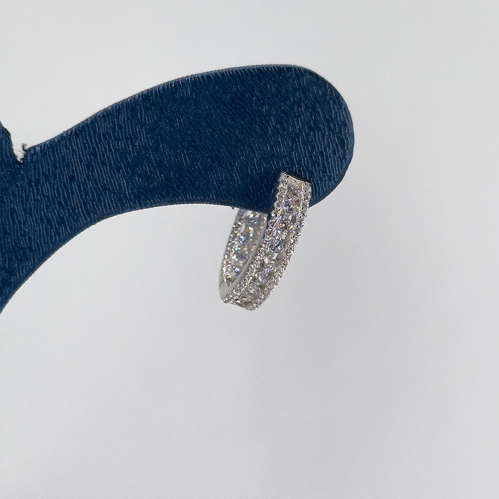 Pırlanta Montür Baget Taşlı Halka Gümüş Küpe