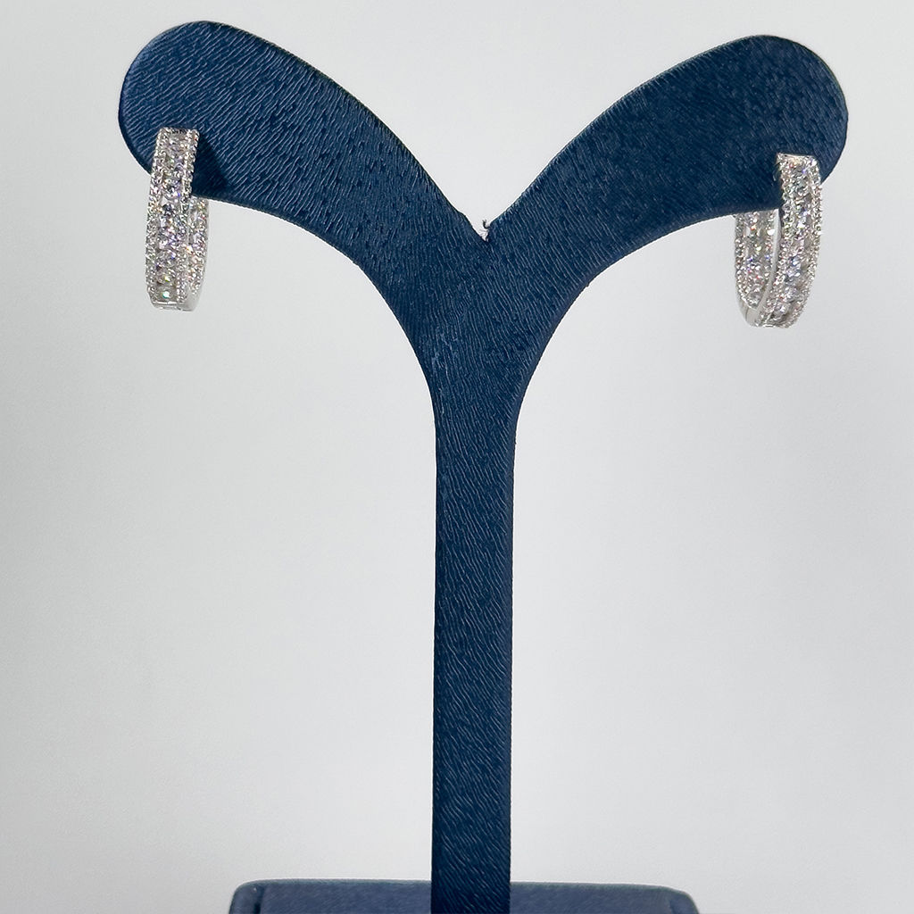 Pırlanta Montür Baget Taşlı Halka Gümüş Küpe