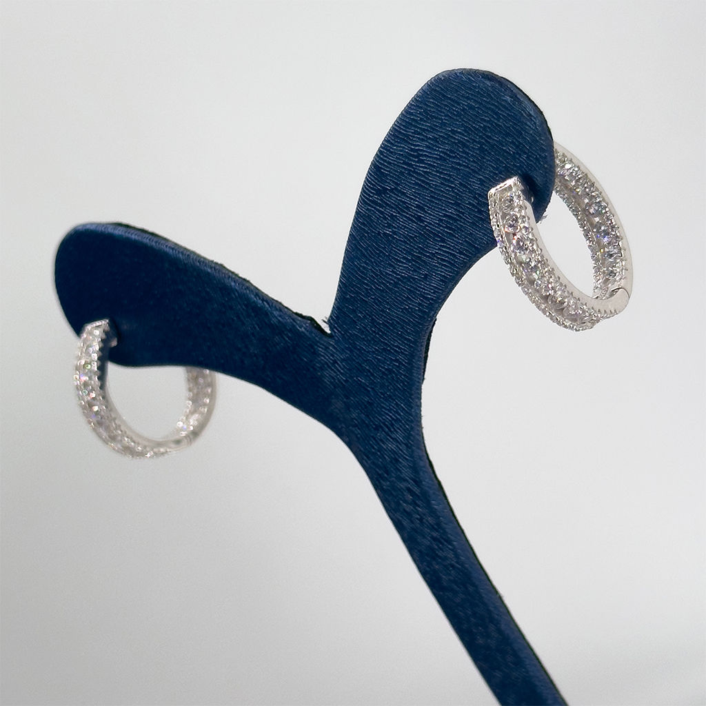 Pırlanta Montür Baget Taşlı Halka Gümüş Küpe