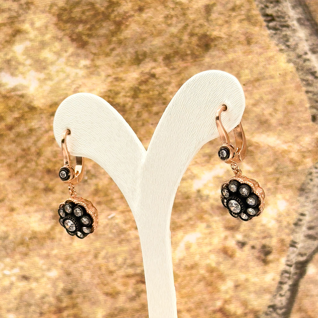 Elmas Montür Gül Gümüş Küpe