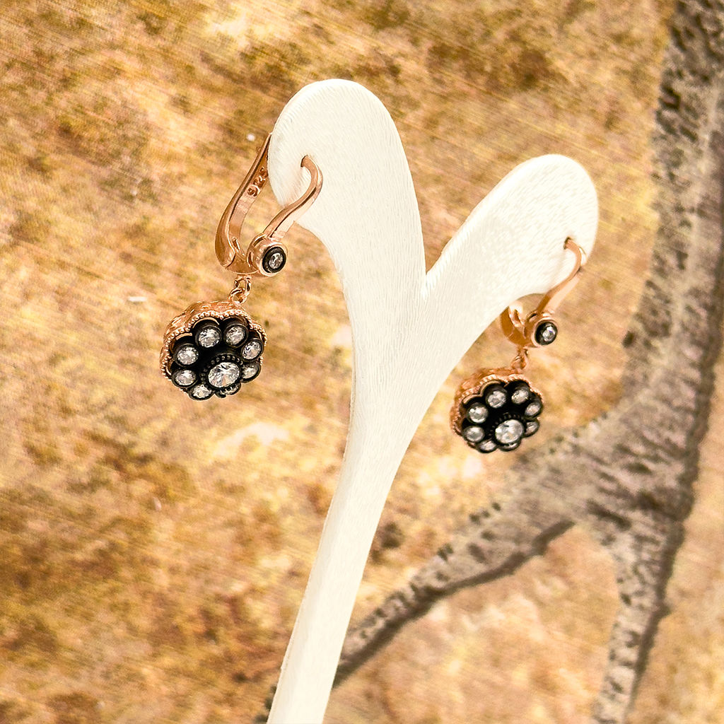 Elmas Montür Gül Gümüş Küpe