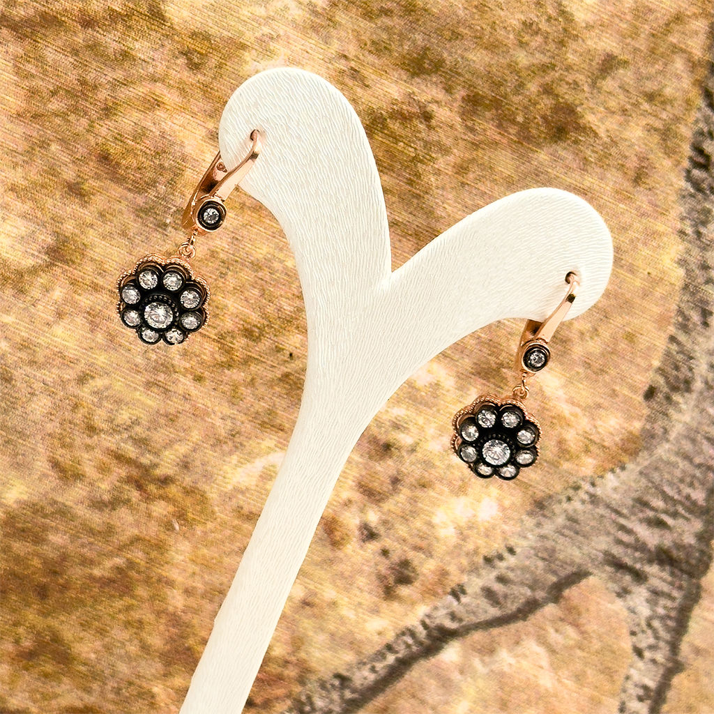 Elmas Montür Gül Gümüş Küpe