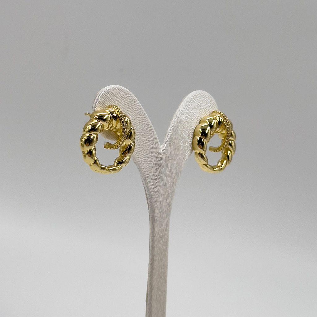 Gold Renk Özel Seri Sarmalı Gümüş Küpe