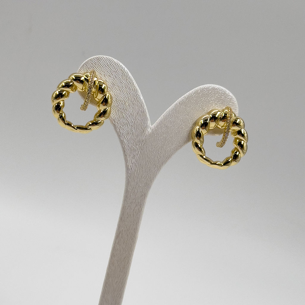 Gold Renk Özel Seri Sarmalı Gümüş Küpe