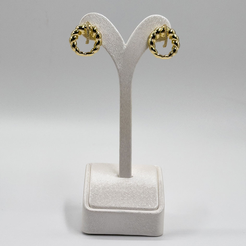 Gold Renk Özel Seri Sarmalı Gümüş Küpe