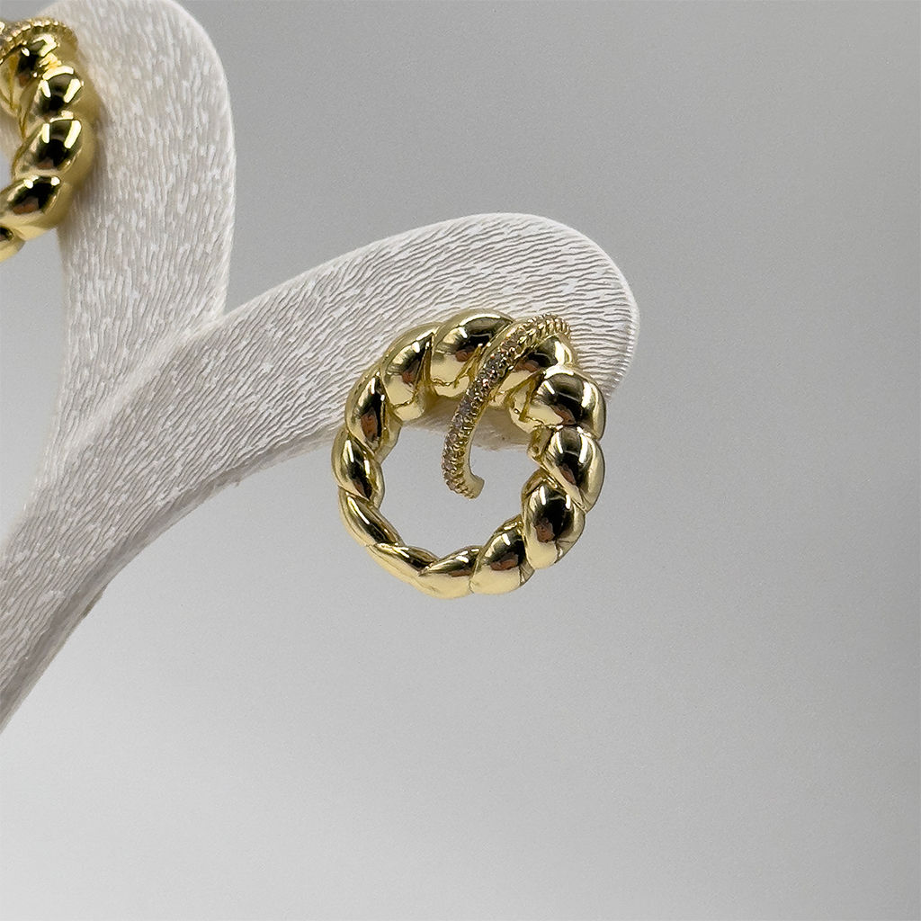 Gold Renk Özel Seri Sarmalı Gümüş Küpe