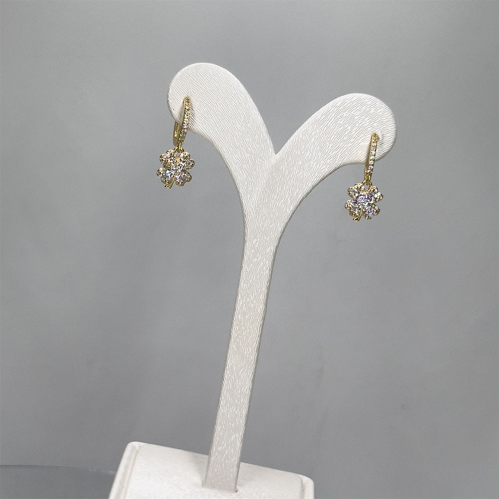 Gold Renk Yonca Gümüş Küpe