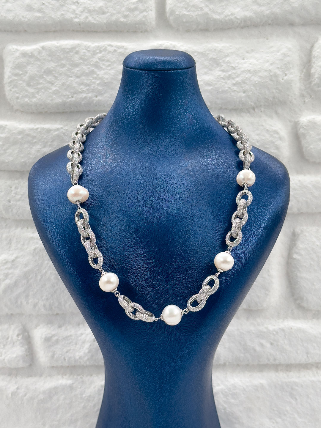 Özel Tasarım İncili 3'lü Kadın Gümüş Set - Kolye Seti