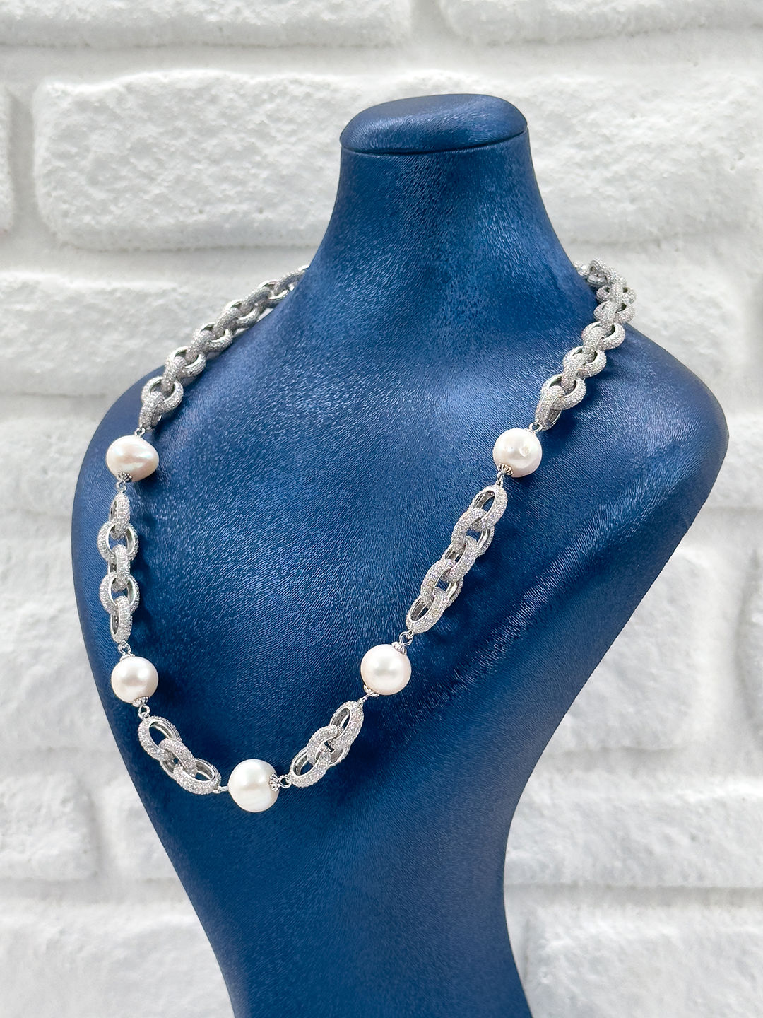 Özel Tasarım İncili 3'lü Kadın Gümüş Set - Kolye Seti