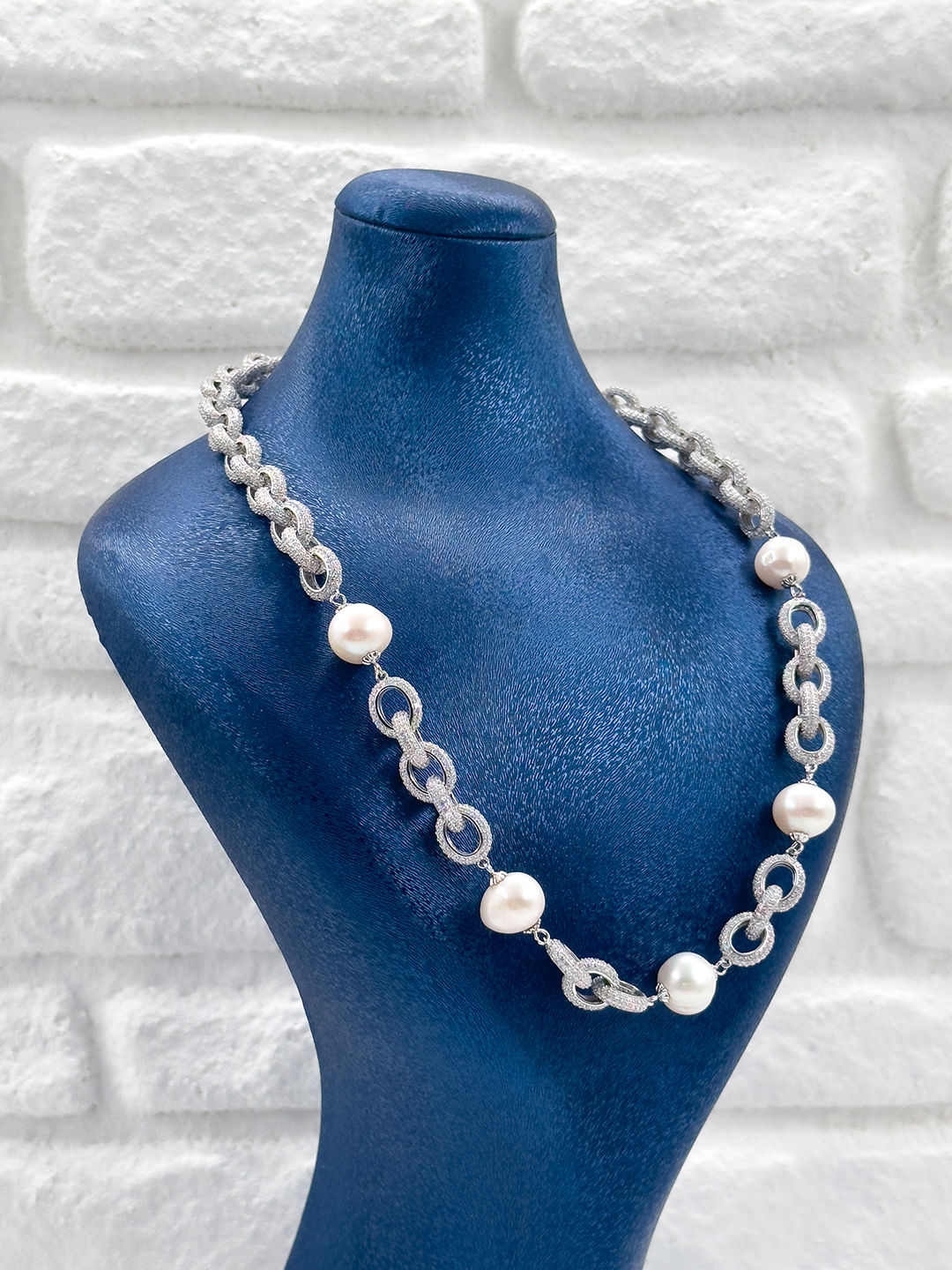 Özel Tasarım İncili 3'lü Kadın Gümüş Set - Kolye Seti