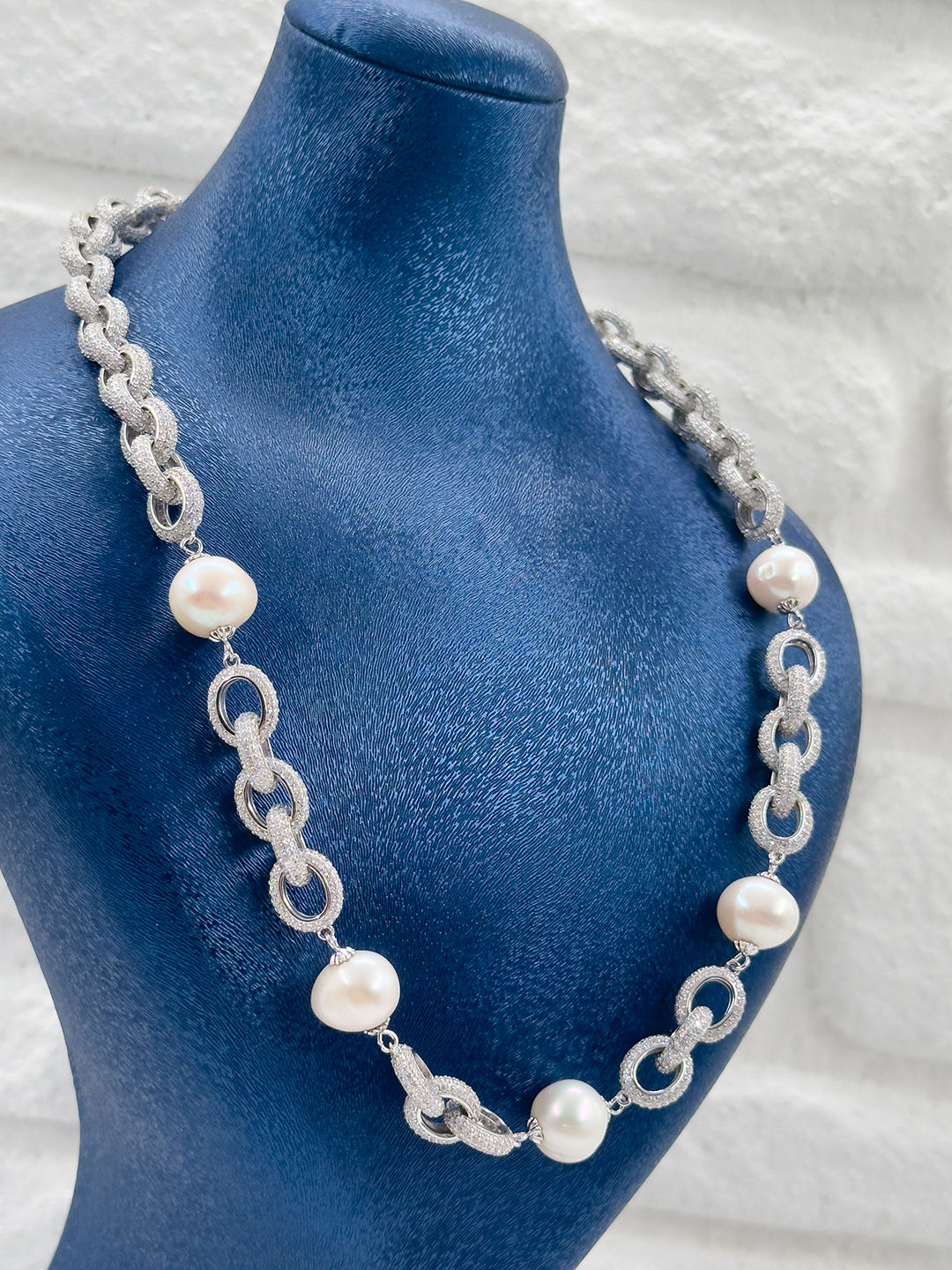 Özel Tasarım İncili 3'lü Kadın Gümüş Set - Kolye Seti