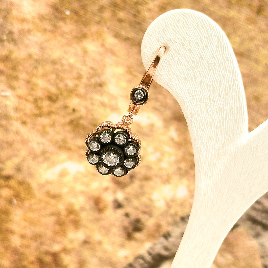 Elmas Montür Rosegold Gül Model Gümüş Set Takım