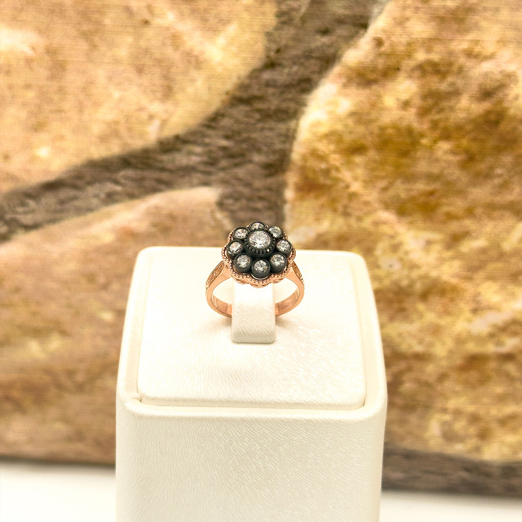 Elmas Montür Rosegold Gül Model Gümüş Set Takım