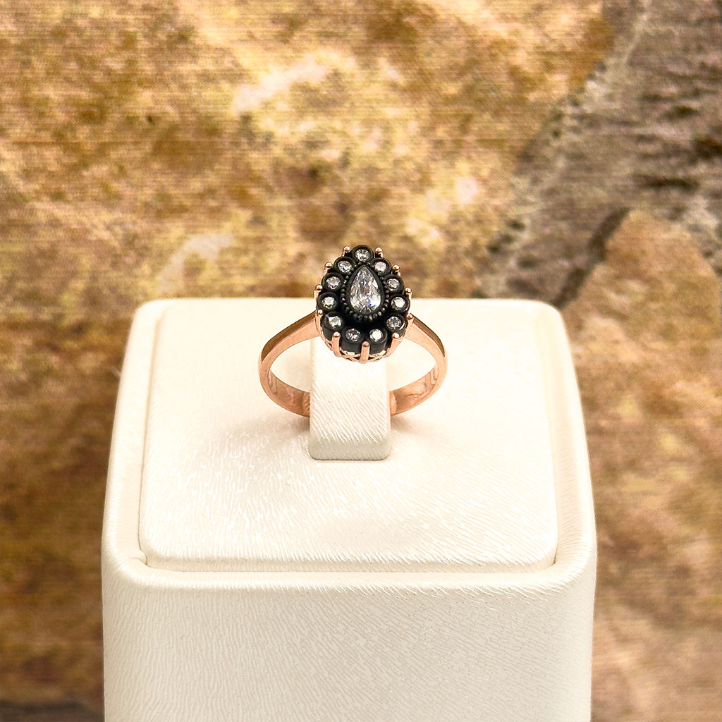 Elmas Montür Rosegold Damla Gümüş Set Takım