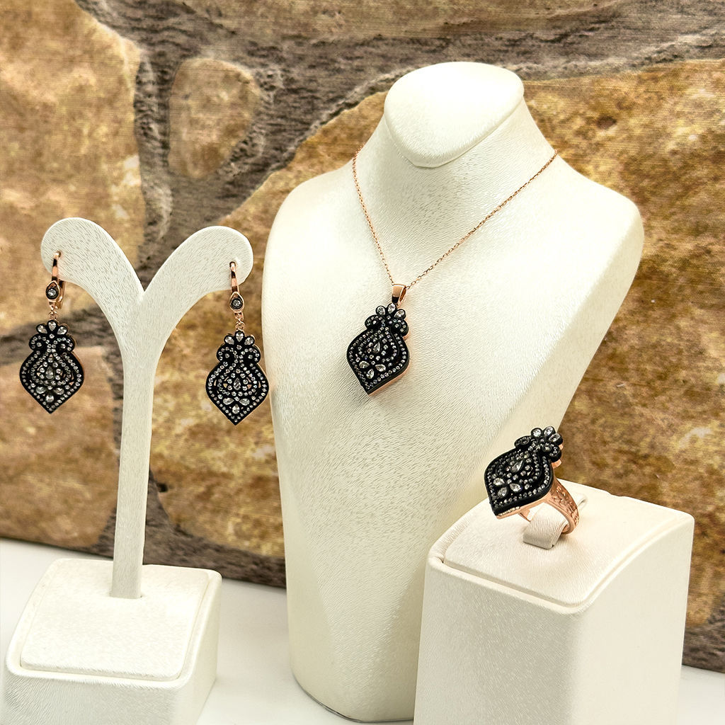 Elmas Montür Rosegold Özel Üretim Gümüş Set Takım