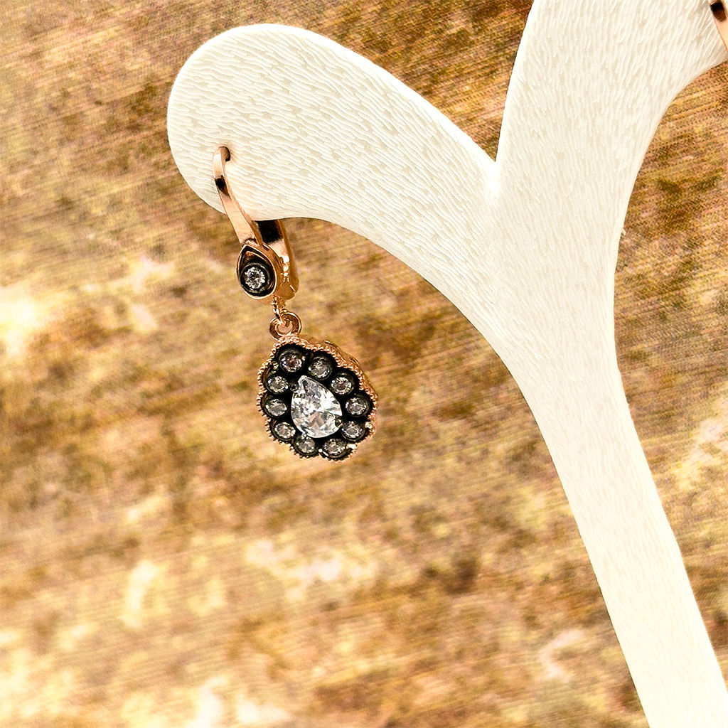 Elmas Montür Rosegold Damla Spor Gümüş Set Takım