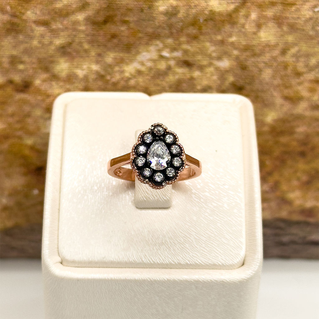 Elmas Montür Rosegold Damla Spor Gümüş Set Takım