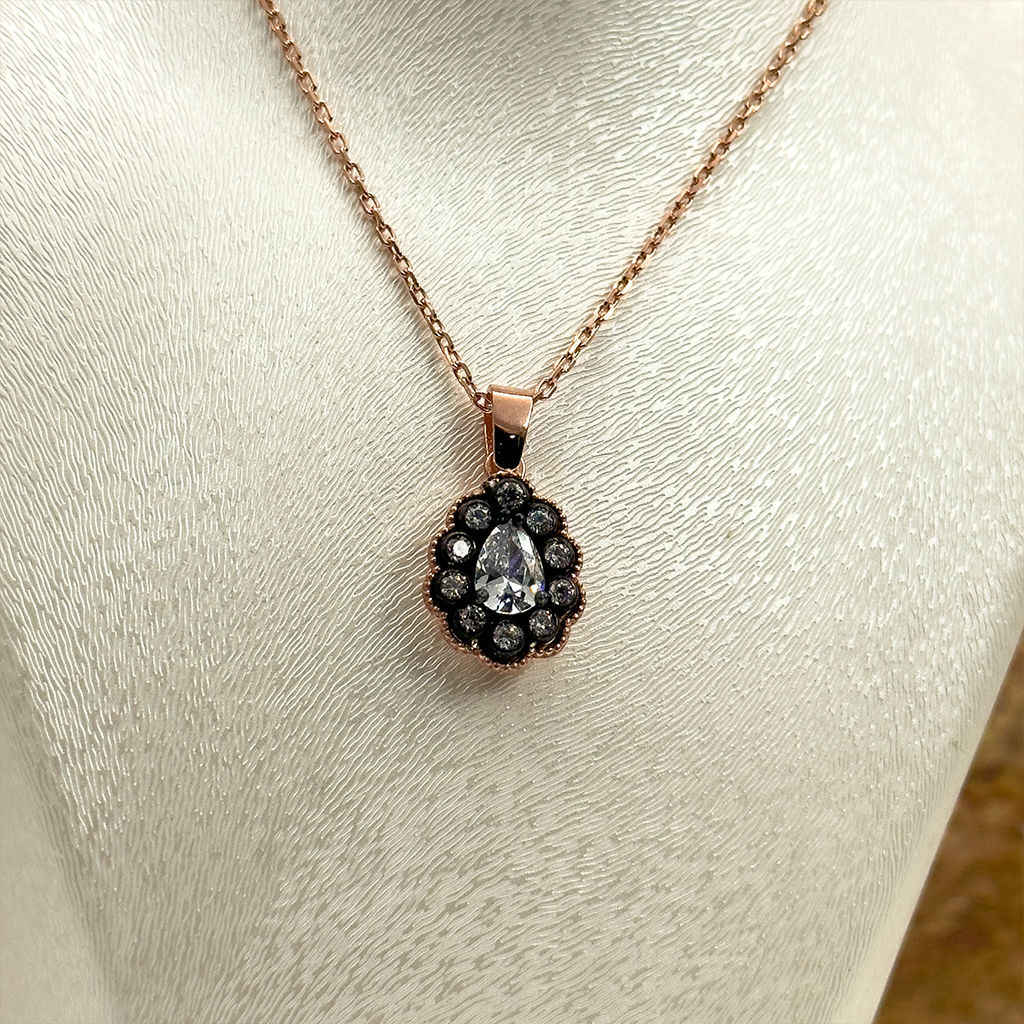 Elmas Montür Rosegold Damla Spor Gümüş Set Takım