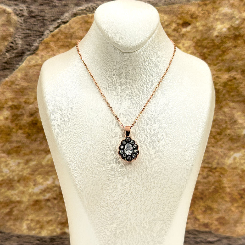 Elmas Montür Rosegold Damla Spor Gümüş Set Takım