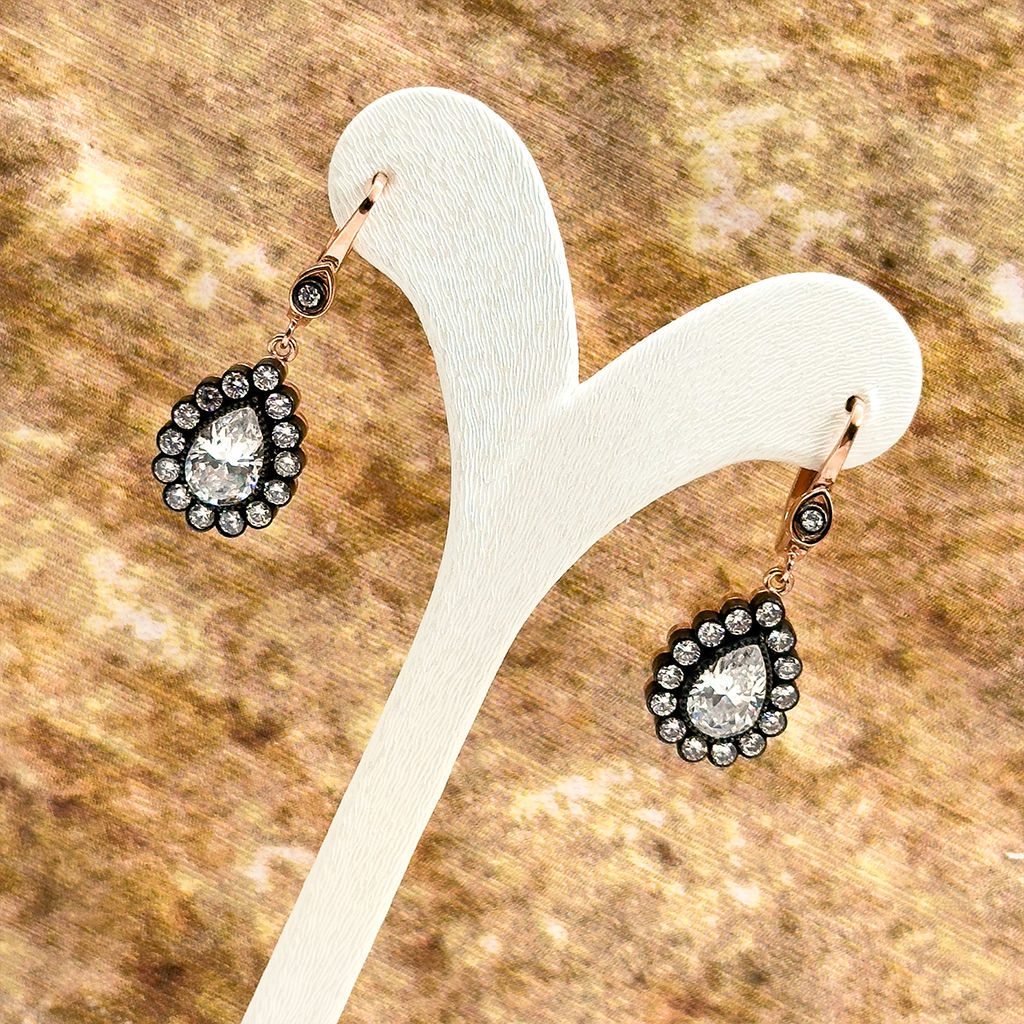 Elmas Montür Rosegold Damla Gümüş Set Takım - LVRSET06