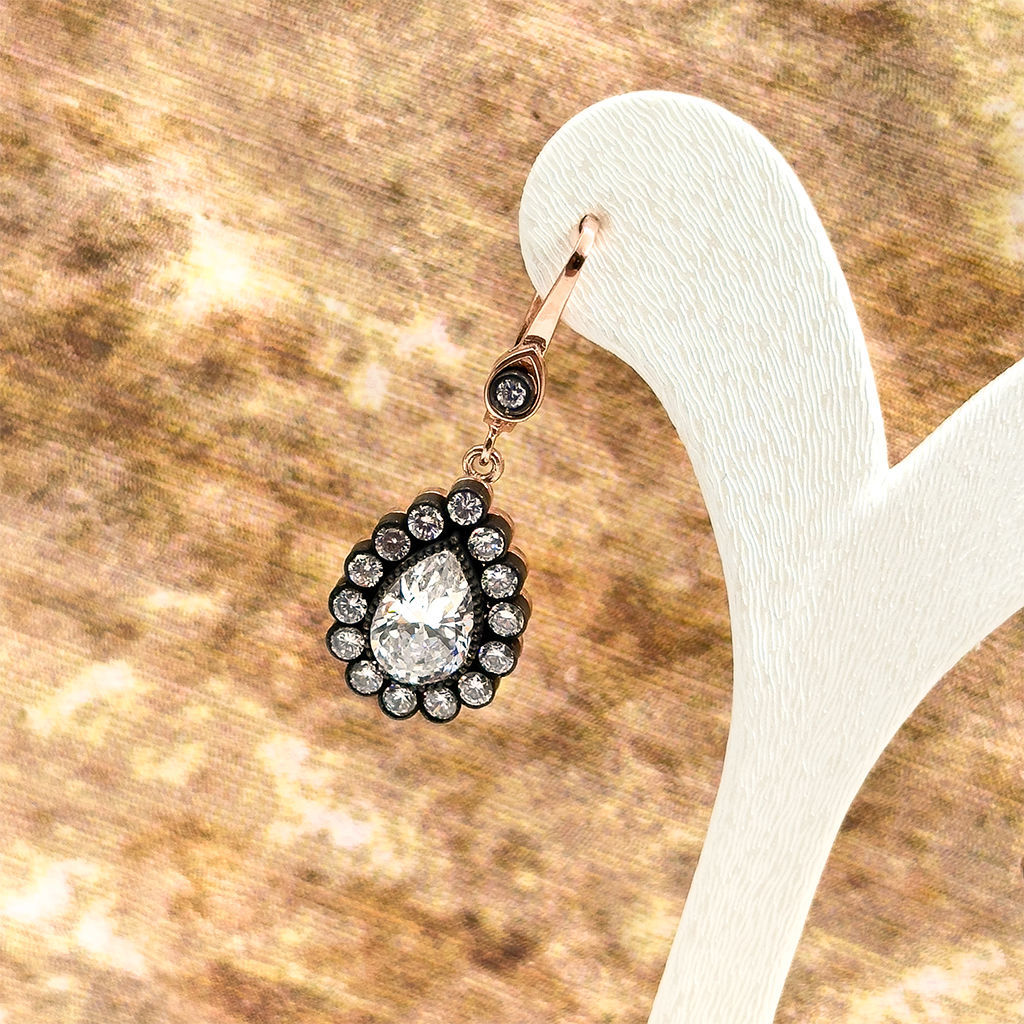 Elmas Montür Rosegold Damla Gümüş Set Takım - LVRSET06