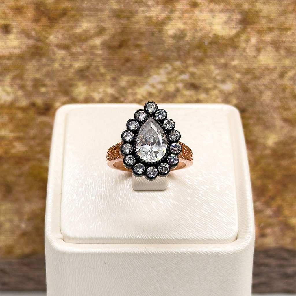 Elmas Montür Rosegold Damla Gümüş Set Takım - LVRSET06