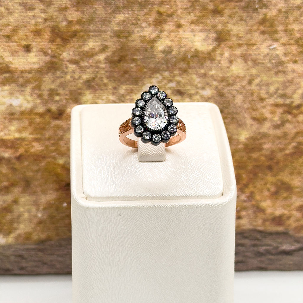 Elmas Montür Rosegold Damla Gümüş Set Takım - LVRSET06